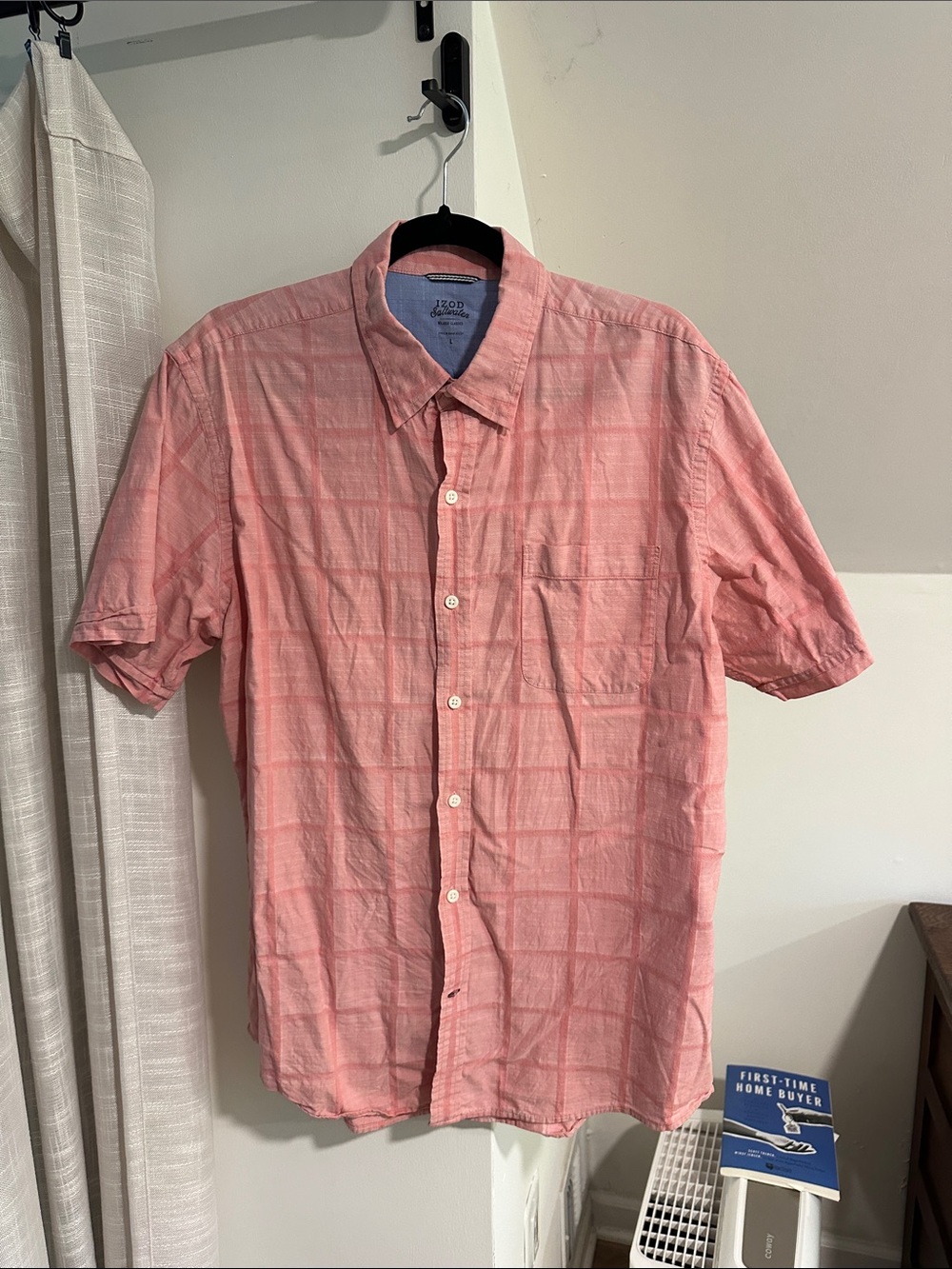 Izod Coral Pink Short-Sleeve Button-Down Shirt